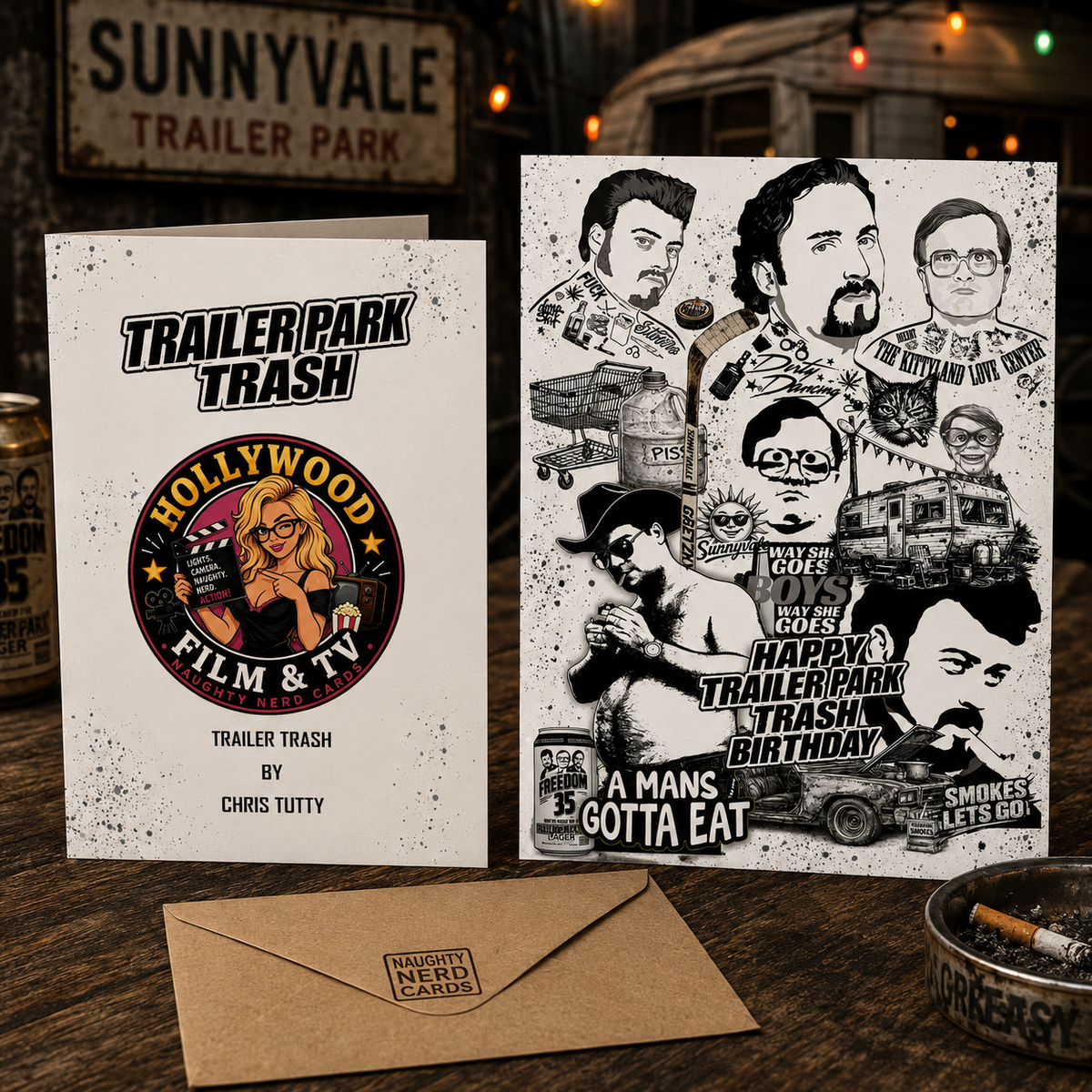Trailer Park Boys Birthday Card – Happy Trailer Park Trash Birthday – Art by Chris Tutty