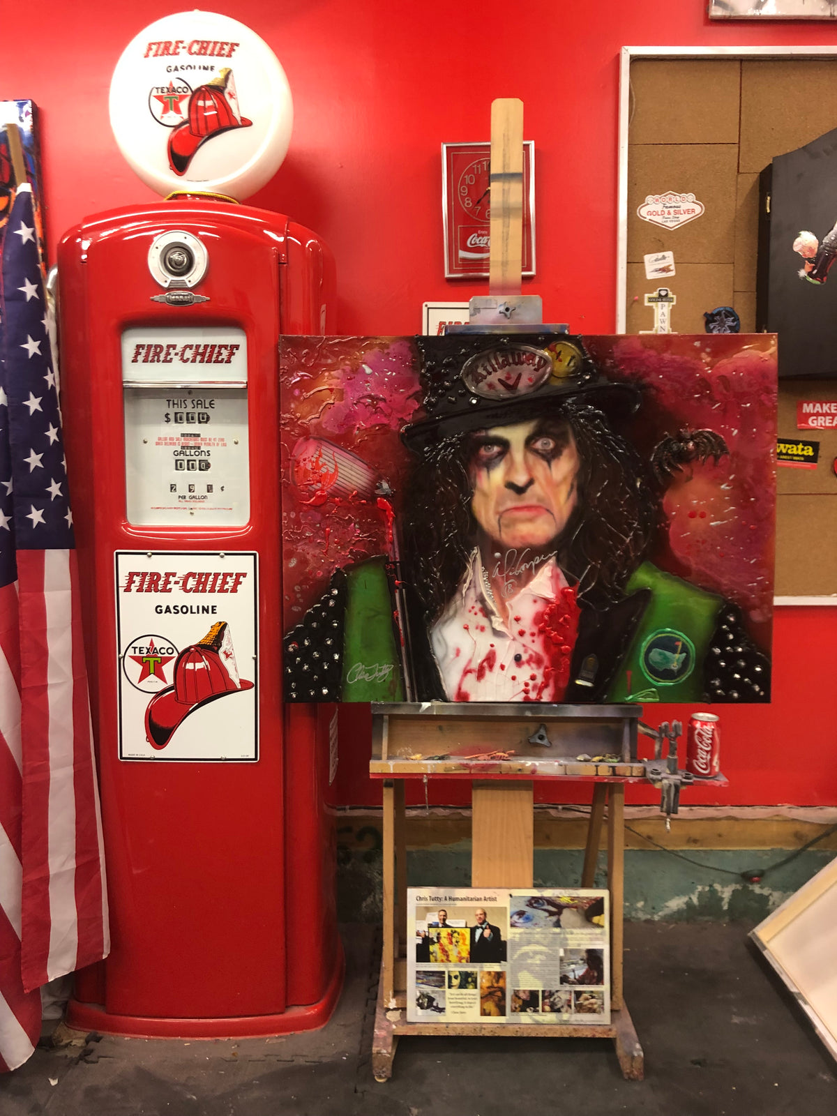 Alice Cooper Signed Canvas Art by Chris Tutty - Shock Rock Legend